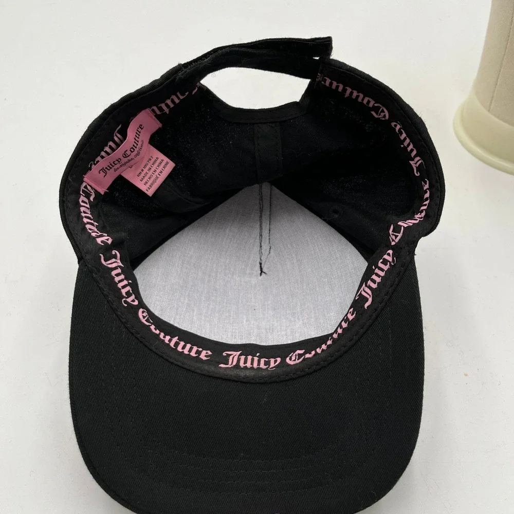 Juicy Couture Baseball Hat Rhinestone Logo Black Y2K Glam‎ Women One Size